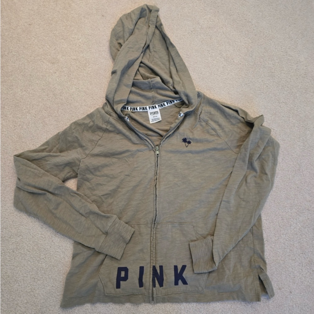 Green light weight soft PINK zip up.